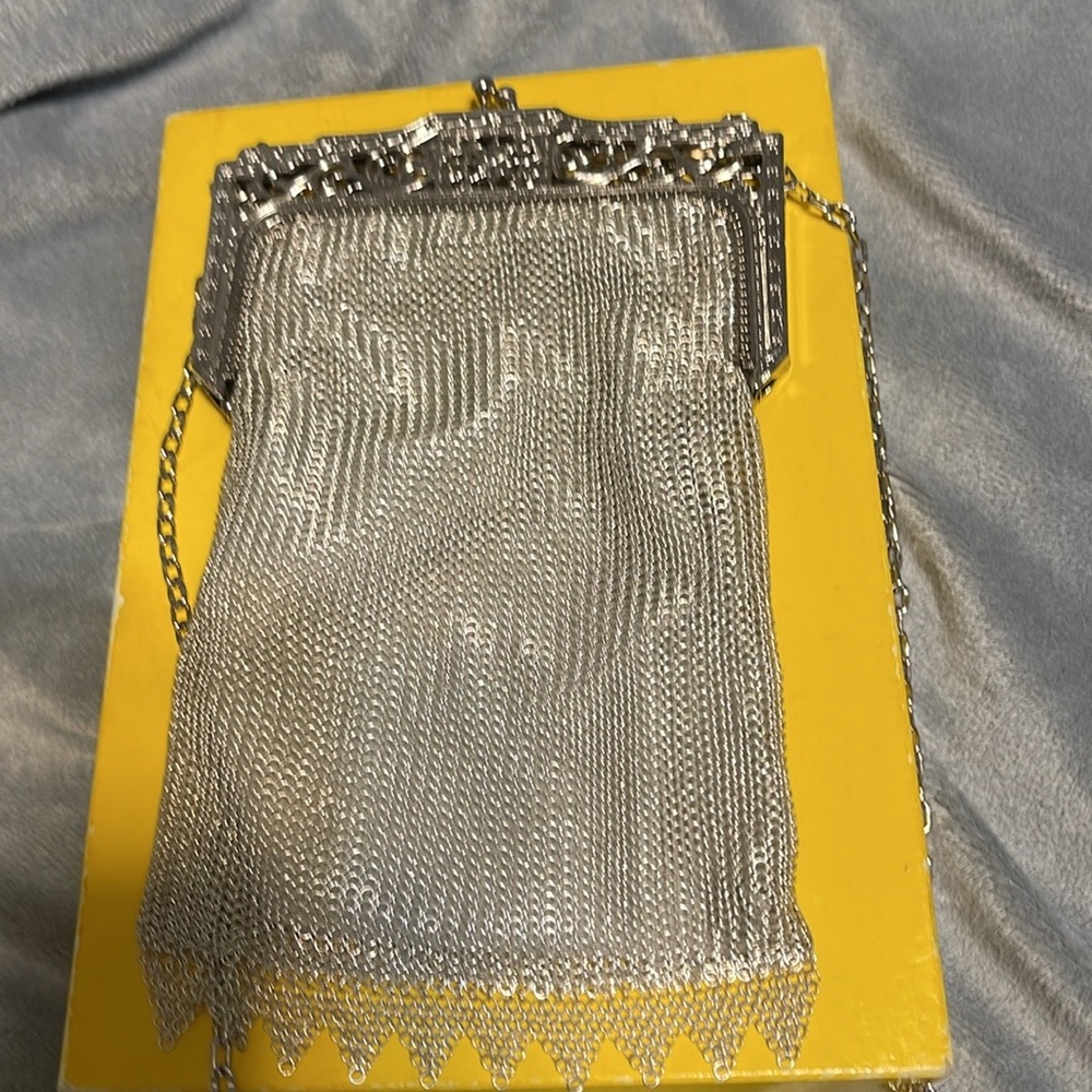 Small silver bag  8 inches long x 4 inches wide    A Whiting and Davis bag